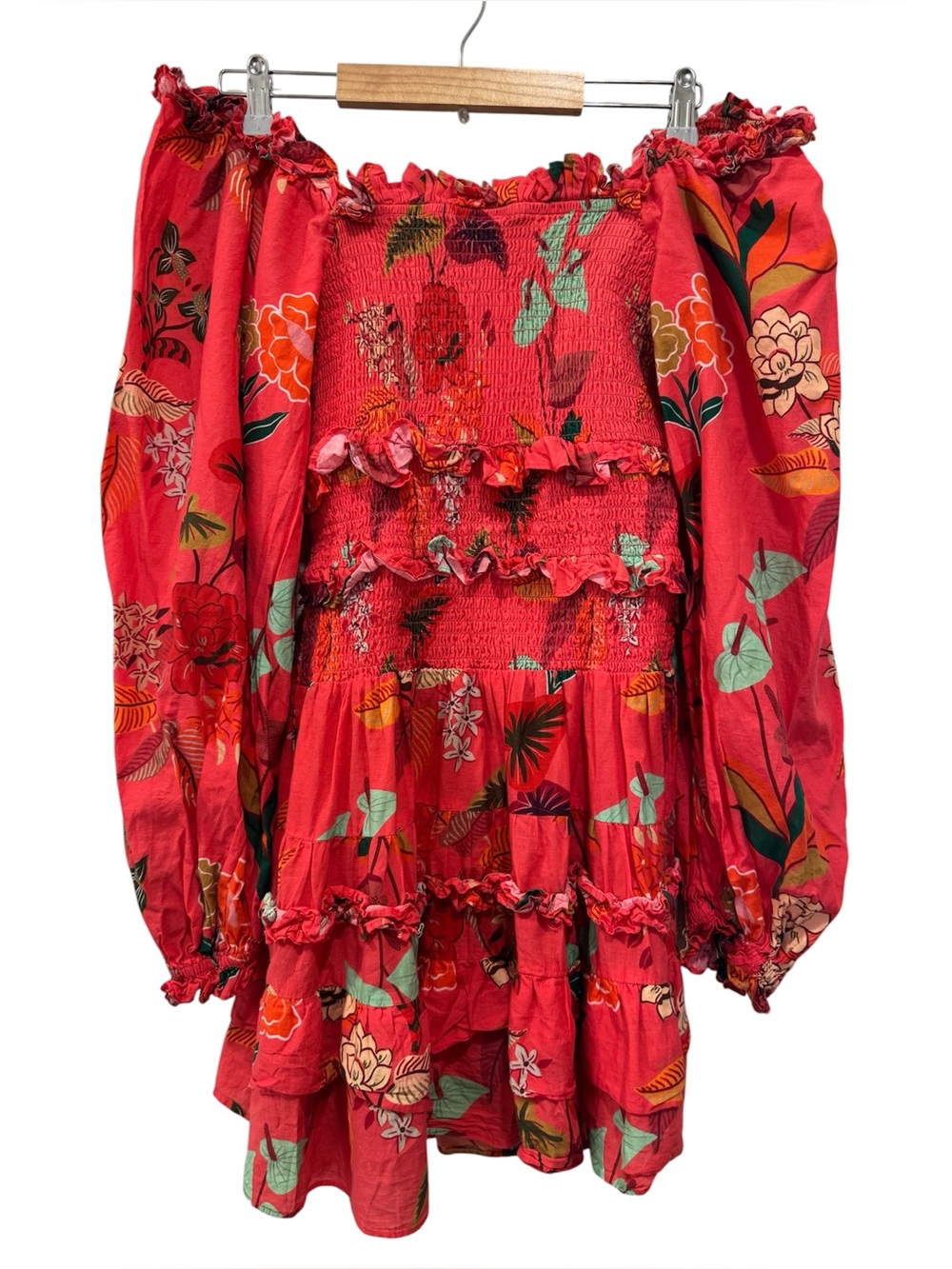 FARM Rio Coral Floral Smocked Mini Dress - Picture 4 of 6